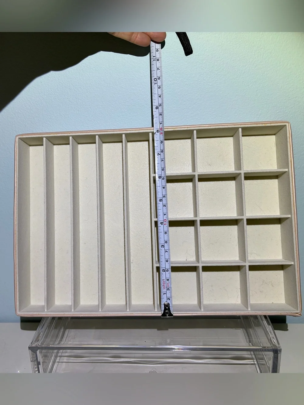8” x 12” Pink Beige Jewelry Drawer Organizer Tray for Rings Earrings & Bracelets